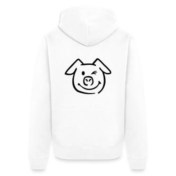 Pig - Unisex Premium Organic Zip Hoodie - white - Back - Thijin (182cm)