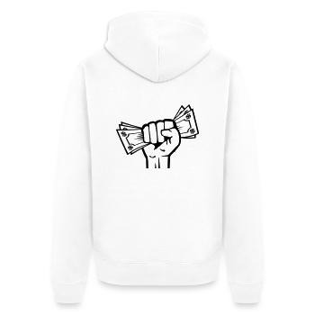 money_in_hand_lu1 - Unisex Premium Bio Zip Hoodie - Weiß - Hinten - Thijin (182cm)