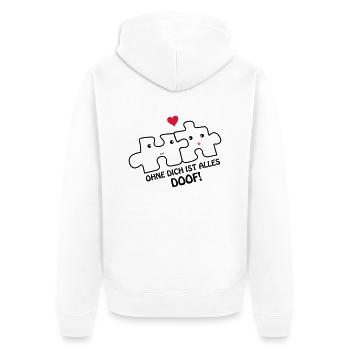 ohne_dich_ist_alles_doof2 - Unisex Premium Bio Zip Hoodie - Weiß - Hinten - Thijin (182cm)