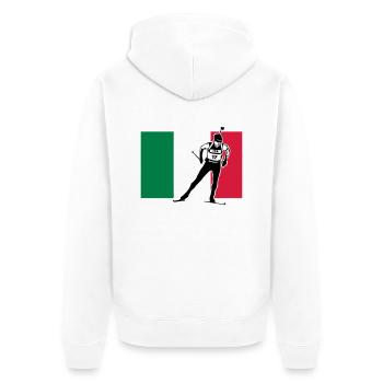 Biathlon - Langlauf -Italia - Italien - Unisex Premium Bio Zip Hoodie - Weiß - Hinten - Thijin (182cm)