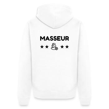 Massage / Masseur / Masseuse / Métier / Job - Veste à capuche bio Premium Unisexe - blanc - Dos - Thijin (182cm)