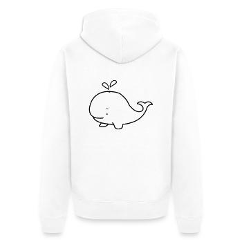 suesser_wal_01 - Unisex Premium Bio Zip Hoodie - Weiß - Hinten - Thijin (182cm)