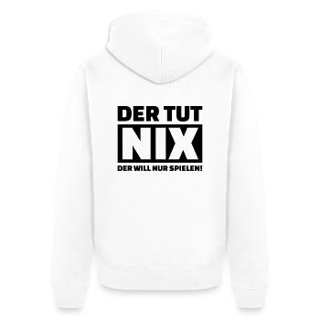 Der tut nix - Unisex Premium Bio Zip Hoodie - Weiß - Hinten - Thijin (182cm)