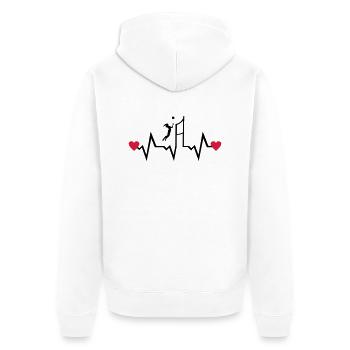 Volleyball & Herzschlag, Volleyballspielerin - Unisex Premium Bio Zip Hoodie - Weiß - Hinten - Thijin (182cm)