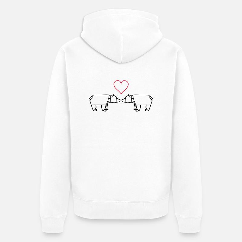 origami_baeren_verliebt_01 - Veste à capuche bio Premium Unisexe - blanc