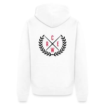 crew kranz - Unisex Premium Bio Zip Hoodie - Weiß - Hinten - Thijin (182cm)