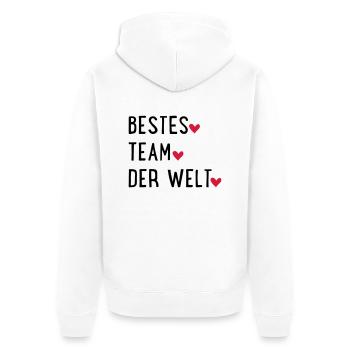 Bestes Team der Welt - Unisex Premium Bio Zip Hoodie - Weiß - Hinten - Thijin (182cm)
