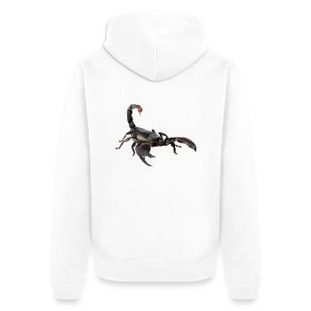Skorpion - Unisex Premium Bio Zip Hoodie - Weiß - Hinten - Thijin (182cm)