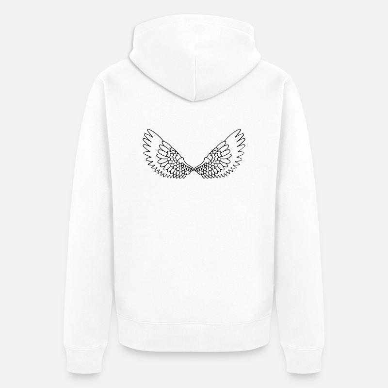 Ailes ouvertes avec des plumes - Veste à capuche bio Premium Unisexe - blanc