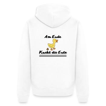 Entenkacke - Unisex Premium Bio Zip Hoodie - Weiß - Hinten - Thijin (182cm)