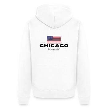 Chicago - Unisex Premium Organic Zip Hoodie - white - Back - Thijin (182cm)