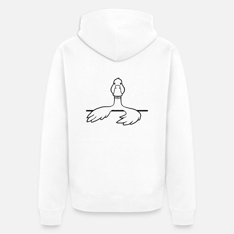 Comic Goose derrière le mur - Veste à capuche bio Premium Unisexe - blanc