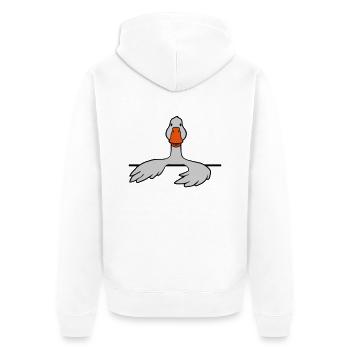 Hinter Mauer Gans Comic - Unisex Premium Bio Zip Hoodie - Weiß - Hinten - Thijin (182cm)