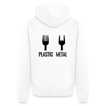 Plastic Metal Music Pommesgabel Festival Rock - Unisex Premium Bio Zip Hoodie - Weiß - Hinten - Thijin (182cm)