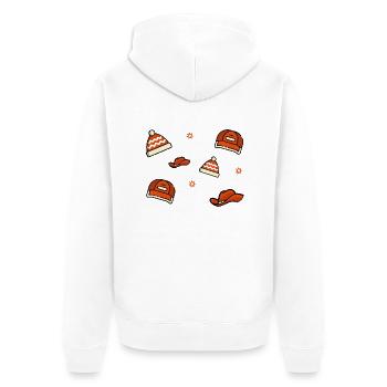 Red Beanies - Hat lover - Unisex Premium Organic Zip Hoodie - white - Back - Thijin (182cm)