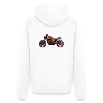 Moto vintage 8 bits pour motocyclistes - Veste à capuche bio Premium Unisexe - blanc - Dos - Thijin (182cm)