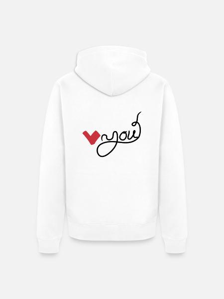 Heart you handwritten - Unisex Premium Organic Zip Hoodie - white