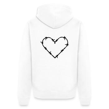 gefangenes Herz Liebe Stacheldraht Dornig - Unisex Premium Bio Zip Hoodie - Weiß - Hinten - Thijin (182cm)