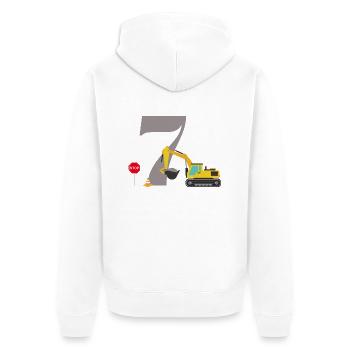 7th anniversary excavator - Unisex Premium Organic Zip Hoodie - white - Back - Thijin (182cm)