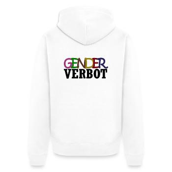Genderverbot - Unisex Premium Bio Zip Hoodie - Weiß - Hinten - Thijin (182cm)