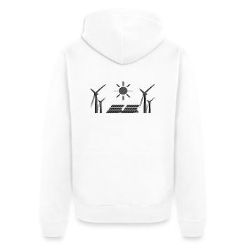 Erneuerbare Energie - Tag der Erde - ApriNoeScor - Unisex Premium Bio Zip Hoodie - Weiß - Hinten - Thijin (182cm)