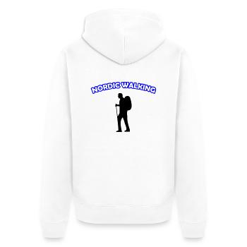 walking nordic - Unisex Premium Bio Zip Hoodie - Weiß - Hinten - Thijin (182cm)