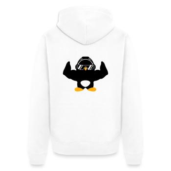 Penguin Bodybuilder Lunettes de soleil Casque Muscles - Veste à capuche bio Premium Unisexe - blanc - Dos - Thijin (182cm)