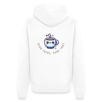 Bean There, Done That – Funny Coffee Shirt - Unisex Premium Organic Zip Hoodie - white - Back - Thijin (182cm)