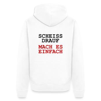 Scheiss drauf - Mach es einfach - Unisex Premium Bio Zip Hoodie - Weiß - Hinten - Thijin (182cm)