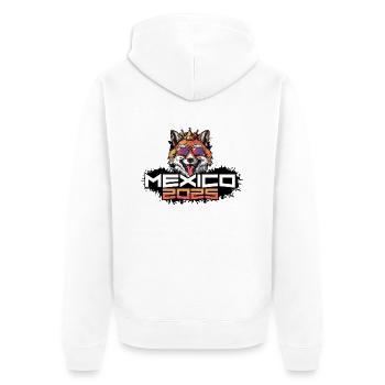 Mexiko 2025 Party Fuchs - Unisex Premium Bio Zip Hoodie - Weiß - Hinten - Thijin (182cm)