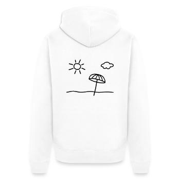 Sonne Wolken Strand - Unisex Premium Bio Zip Hoodie - Weiß - Hinten - Thijin (182cm)