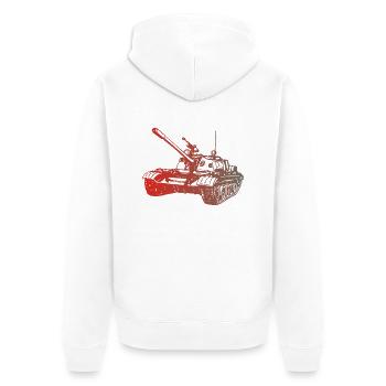 Panzer T55 Russischer Kampfpanzer - Unisex Premium Bio Zip Hoodie - Weiß - Hinten - Thijin (182cm)