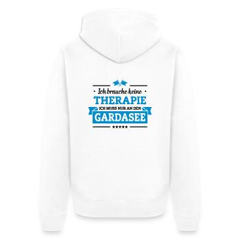 Nur an den Gardasee - Unisex Premium Bio Zip Hoodie - Weiß - Hinten - Thijin (182cm)