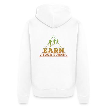 Earn your turns Tour reggae - Unisex Premium Bio Zip Hoodie - Weiß - Hinten - Thijin (182cm)