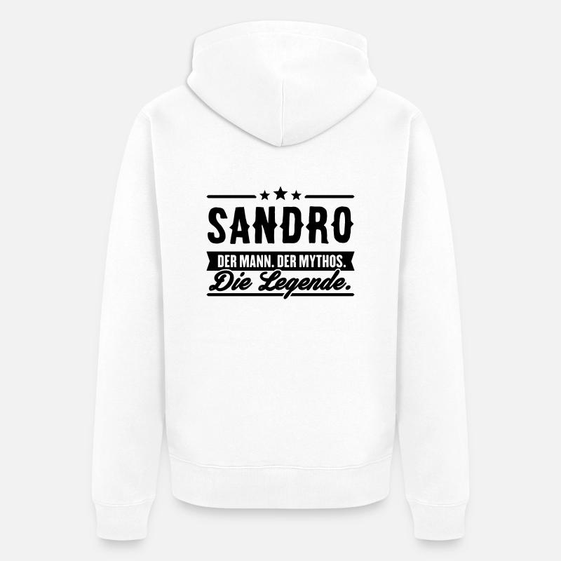 Mann Mythos Legende Sandro - Unisex Premium Bio Zip Hoodie - Weiß