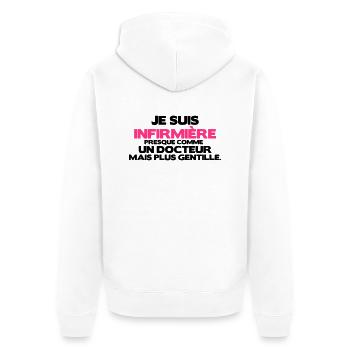 je suis infirmière comme un docteur - Veste à capuche bio Premium Unisexe - blanc - Dos - Thijin (182cm)