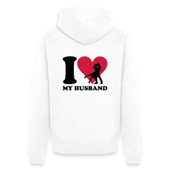 I love my Husband - Unisex Premium Bio Zip Hoodie - Weiß - Hinten - Thijin (182cm)