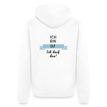 DJ Discjockey - Unisex Premium Bio Zip Hoodie - Weiß - Hinten - Thijin (182cm)
