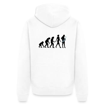 Evolution der Frau Saxophon Spielerin - Unisex Premium Bio Zip Hoodie - Weiß - Hinten - Thijin (182cm)