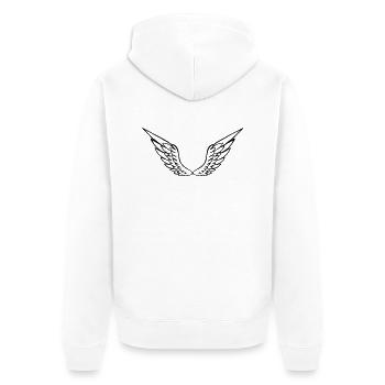 Flügel - Unisex Premium Bio Zip Hoodie - Weiß - Hinten - Thijin (182cm)