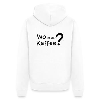 Wo ist der Kaffee ? - Unisex Premium Bio Zip Hoodie - Weiß - Hinten - Thijin (182cm)