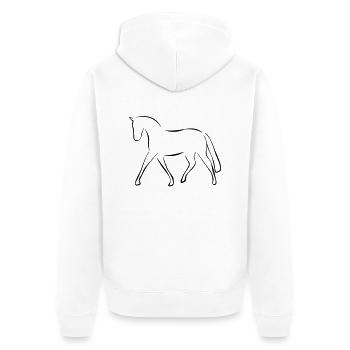 Pferd - Unisex Premium Bio Zip Hoodie - Weiß - Hinten - Thijin (182cm)