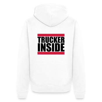 logo trucker inside truck lkw lastwagen fernfahrer - Unisex Premium Bio Zip Hoodie - Weiß - Hinten - Thijin (182cm)