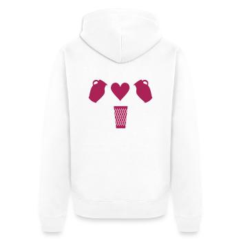 Bembel Love - Apfelwein und Geripptes - Unisex Premium Bio Zip Hoodie - Weiß - Hinten - Thijin (182cm)