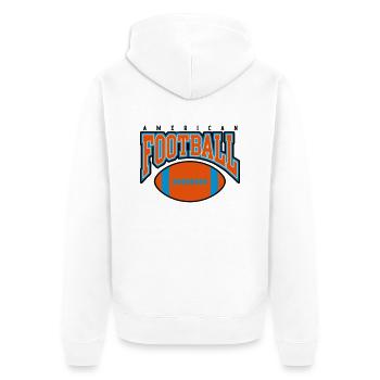 american football - rugby - Unisex Premium Bio Zip Hoodie - Weiß - Hinten - Thijin (182cm)