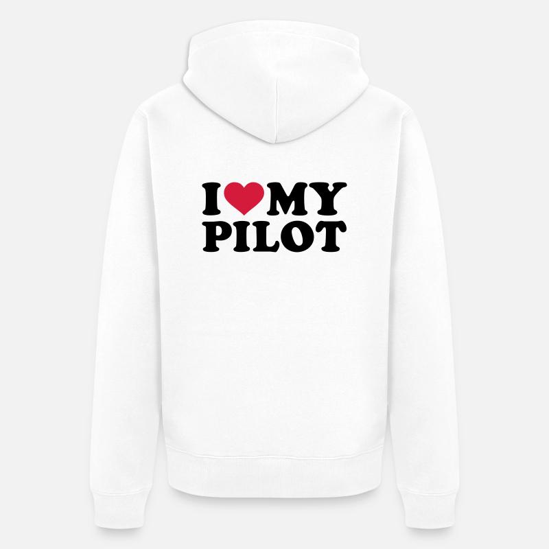 I love my Pilot - Veste à capuche bio Premium Unisexe - blanc