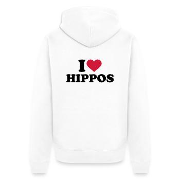 Nilpferd - Unisex Premium Bio Zip Hoodie - Weiß - Hinten - Thijin (182cm)