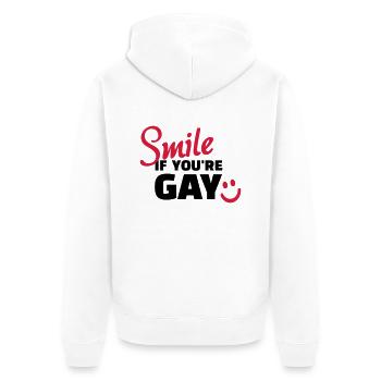 Schwul - Unisex Premium Bio Zip Hoodie - Weiß - Hinten - Thijin (182cm)