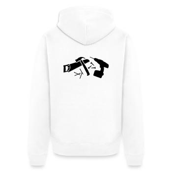 Werkzeug - Unisex Premium Bio Zip Hoodie - Weiß - Hinten - Thijin (182cm)