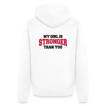 My girl is stronger than you - Unisex Premium Bio Zip Hoodie - Weiß - Hinten - Thijin (182cm)